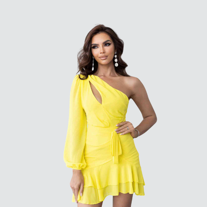 Rosy Yellow one shoulder dress