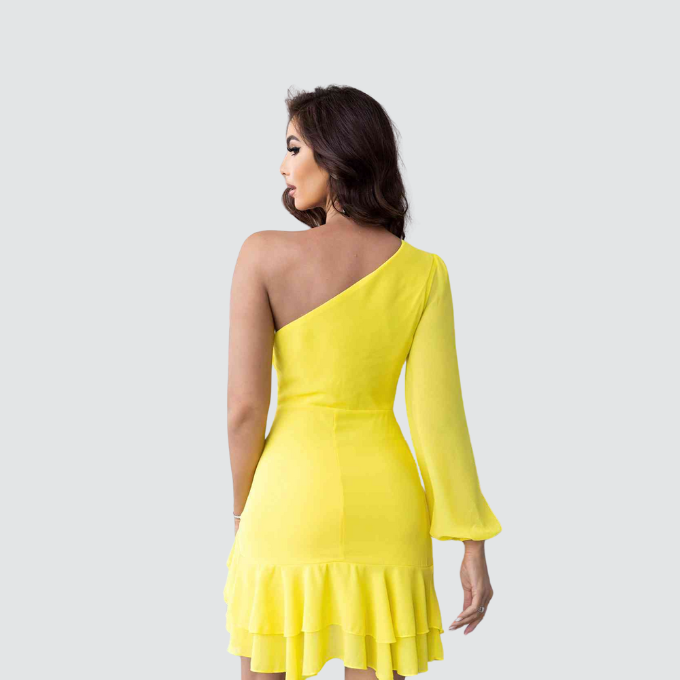 Rosy Yellow one shoulder dress