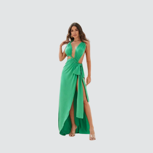 Classic Green One Shoulder Dress