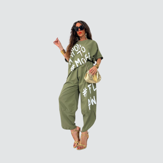 Classic Casual Two-Piece Set Green