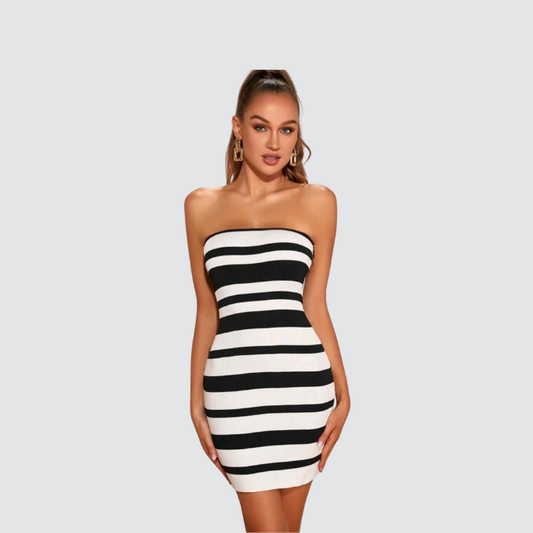 White & Black Stripe Dress