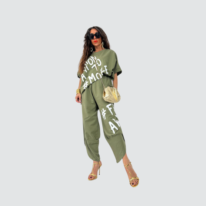 Classic Casual Two-Piece Set Green